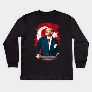 Mustafa Kemal Ataturk Kids Long Sleeve T-Shirt